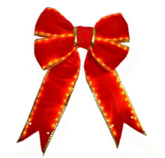 24" LED Prelit Red Velvet Bow with Gold Trim