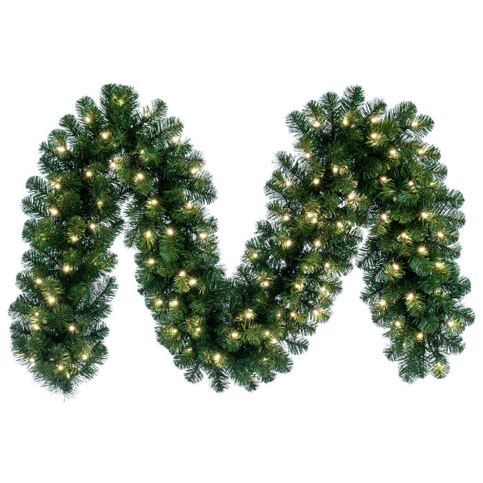 9' x 14" Sequoia Fir Prelit Commercial Garland, 100 Warm White LED Lights